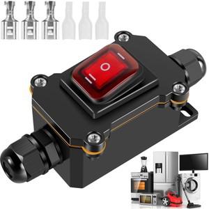인라인 전원 코드 스위치 박스 110V-220V 16A-20A 해양 로커 On Off IP67 재장착 정션 고전류 Connetor Out