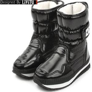 [블랙-KA0330] LIVITY 아동용 여성용 방한 방수 에나멜 벨트 털부츠 반부츠 스키부츠 패딩부츠