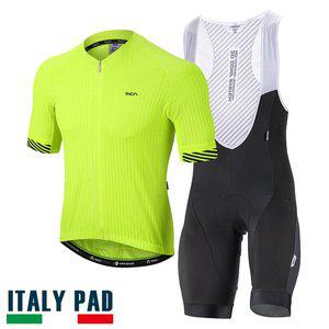 [MCN] 3D옐로우 반팔져지+빕숏 라이딩 자전거 의류 복장 세트