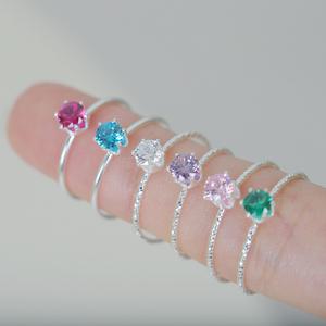 최고급 컬러 지르코니아 순은 3부 다이아 탄생석 큐빅  왕관실반지 민자 컷팅