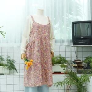써니 면 여성 국산 꽃무늬 플라워 어린이집 앞치마 ENA-WAP-0754-코랄