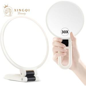 손잡이가 달린 양면 핸드 거울 메이크업 돋보기 스탠드 여행용 10x15x20x30x 화장대 13cm 반전거울30배확대