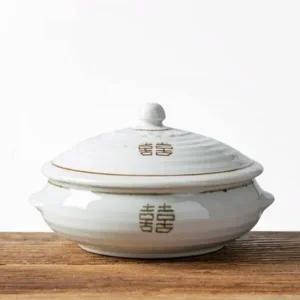 이천도자기 희고백자 뚜껑 찜기 소 16cm 그릇 식기