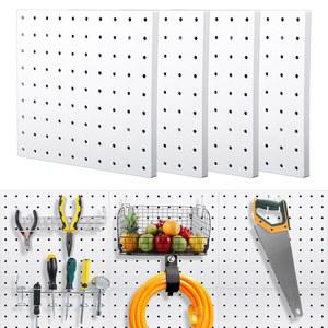메큐엑스 4Pcs 페그보드, 페그보드 벽 정리함, 마운트 디스플레이 키트 장착 보관함, 공예실 차고 주방용 소형 벽용 - 흰색