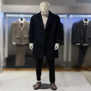 [트루젠] 트루젠 (역시즌/극소량) 네이비 캐시미어블렌드 핸드메이드 남자 롱코트 2244CL240410