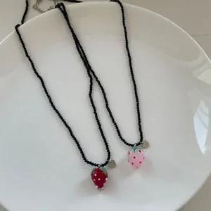 핸드메이드 딸기 데일리 체리 과일 클래식 크리스탈 초커