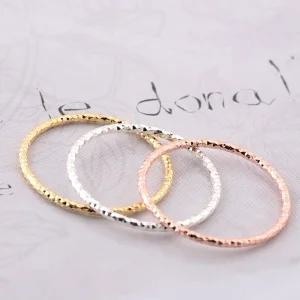 실버925 1mm 레이어드 컷팅 옐로우 핑크골드 실반지