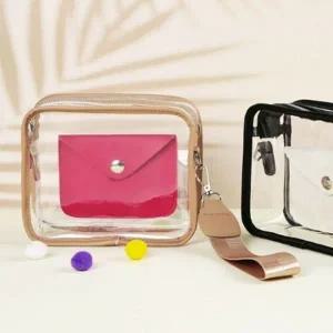 ( )pvc 미니 크로스백 투명 파우치 가방 베이지
