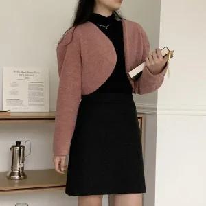 빅사이즈 511 보들보들볼레로크롭자켓 DMOQ227