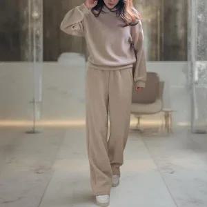 [하프클럽/]여성 후디 넓은 보온 티와 바지 세트