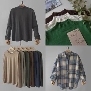 여성긴팔티셔츠/기모/맨투맨/폴라티/반목티/라운드티/브이넥/빅사이즈여성티/이너티/롱티/체크셔츠/가디건