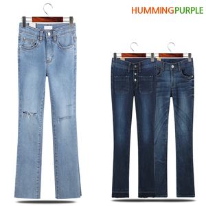 [허밍퍼플]부츠컷 나팔/바지/청/팬츠/진/일자/데님/헤짐 F-XXXL 빅사이즈 130 와이드/핏 여자 옷 여성의류