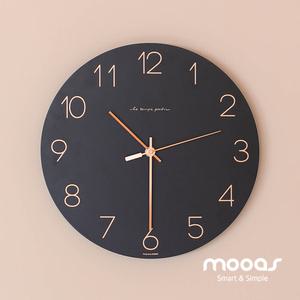 [무아스] 플랫우드 블랙라벨 무소음 벽시계