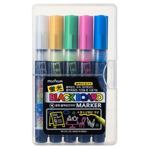 문화연필 블랙보드 마카 5색 세트 네온 형광 마커 윈도우마카 칼라 마카펜 유리 보드펜