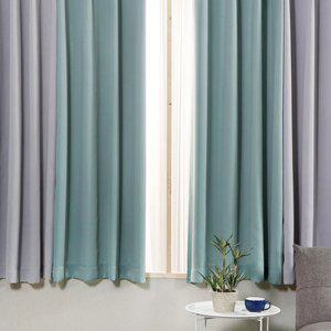 [라이크홈]핀형 솔리드 고밀도 암막커튼 반창 2P 밀키민트