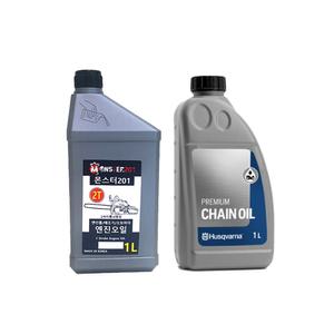 몬스터201 엔진오일+허스크바나 체인오일 미네날 세트 엔진 전기 기계 충전 체인톱 전동톱
