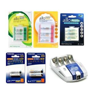 제이티원 AA AAA겸용 충전기 알로플러스 AA충전지 AAA충전지 에네루프형 모음