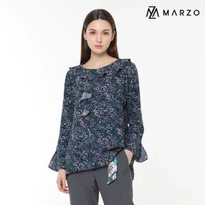 [마르조][마르조]라보떼블라우스 네이비플라워_MDFFBLP0261