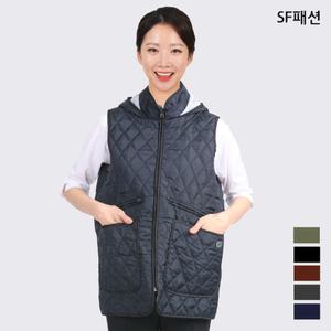 남녀공용 모자 일체형 누빔 조끼 패딩 단체 근무 작업