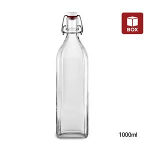 (1BOX) 유리병 국산스윙병1000ml(사각) / 12개