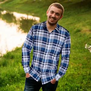 쟌피엘 봉쉬크 체크셔츠 남자남방 봄여름 긴팔 울셔츠