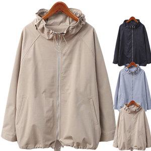 하얀비WR5020  세련된 넥스트링 봄점퍼/여성야상/미시자켓/면집업/셔링 가디건/바람막이점퍼