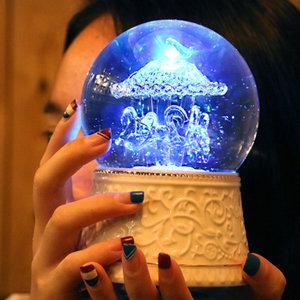 수정 회전목마 오르골 뮤직박스 워터볼 크리스탈