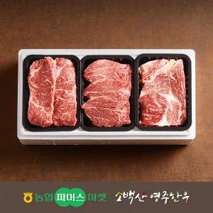 [냉장][농협영주한우]실속 가족 3종 구이세트1호 (등심/안심/채끝) / 1.2kg / 고급부직포