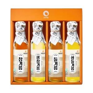 [대현상회]55년전통대현상회 저온압착  참기름 들기름 생들기름 생참기름 180ml 4종 선물세트 (선물상자...
