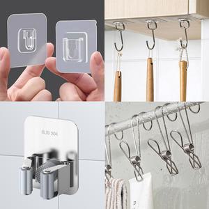 20P 오집 무타공 접착 매직후크 투명 다용도걸이 벽걸이 메탈 후크 스텐 면도기 마대 걸이