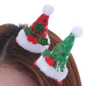 [리빙다]크리스마스 머리핀 산타 단체 선물 파티 반짝이 꼬깔