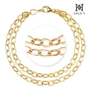 [골드앤] 18K 폴인러브 3 할로우 두줄 팔찌