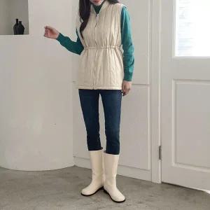 [하프클럽/]여자 허리조절 FW 롱베스트 패딩조끼 집업 점퍼