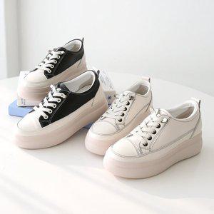 [비비오]천연소가죽 발편한 통굽 키높이 스니커즈 6.5cm