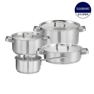 쿡에버 Cook304 인덕션 스텐 냄비 4종 세트 (편16+양20+24+전24)