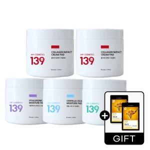 JHP 139 탄력진정 수분모음패드 80매 5개(콜라겐2개+히알+병풀+티트리)+마스크팩1매2개