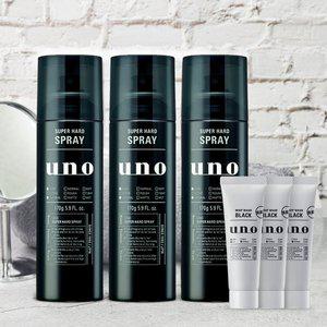 [우노] 수퍼 하드 스프레이 170g 3개 + 휩 워시 블랙 30ml 3개