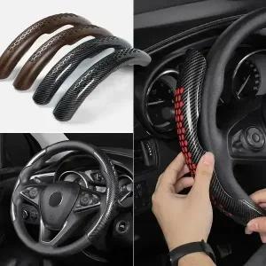 BMK 자동차 카본 마호가니 우드 핸들커버 커스텀 핸들 실리콘 논슬립커버