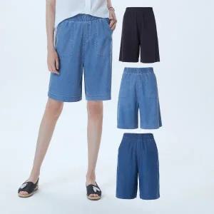 [바이유][바이유] 여성 소프트 리오셀 데님 반바지 3종택1_IL5W