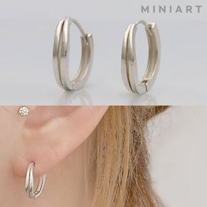 [미니아트] 925실버 더블 링 귀걸이