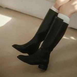 SOVO 샤베스 소가죽 프리미엄 롱부츠 4cm