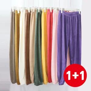 가을겨울 후리스바지 조거 잠옷 밴딩팬츠 수면 커플 파자마 기모 극세사 홈웨어 무지 몸빼 여성 실내복