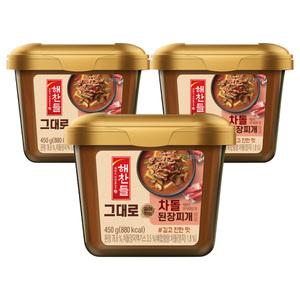 [소비기한 임박] 해찬들 그대로 끓여먹는 차돌된장찌개양념, 450g, 3개
