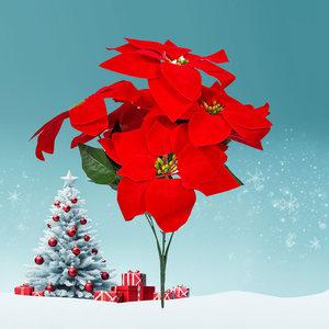 포인세티아 조화/크리스마스꽃 테이블트리 생화같은 겨울 조화 테이블꽃 실내용나무 크리스마스트리 장식