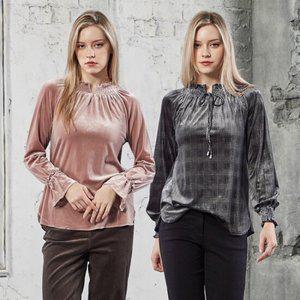 로코엘라 바인 스모킹 벨벳 블라우스 2종택1