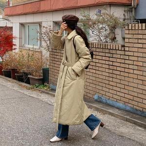 여자 출근룩 겨울 경량 트렌치 패딩 코트