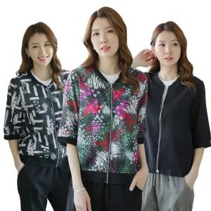 이브바바 여성 여름 인견 7부 에어 얇은 집업 자켓 숏점퍼 중년 엄마옷