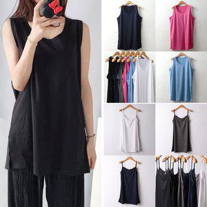 [아이우먼]빅사이즈여성의류 민소매 롱티셔츠 스판 망고 끈 나시