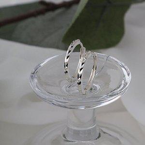[메리그린]925 SILVER 실버 브이 컷팅 링 귀걸이