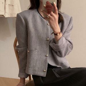 매니카 트위드 자켓(봄자켓/오피스룩/노카라/데이트룩/하객룩)